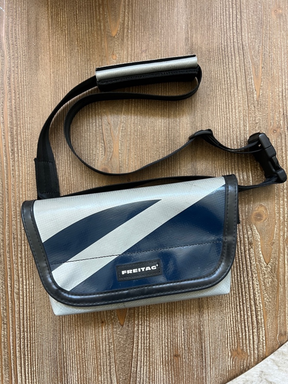 Freitag Jamie Blue and Gray Messenger Hip Bag